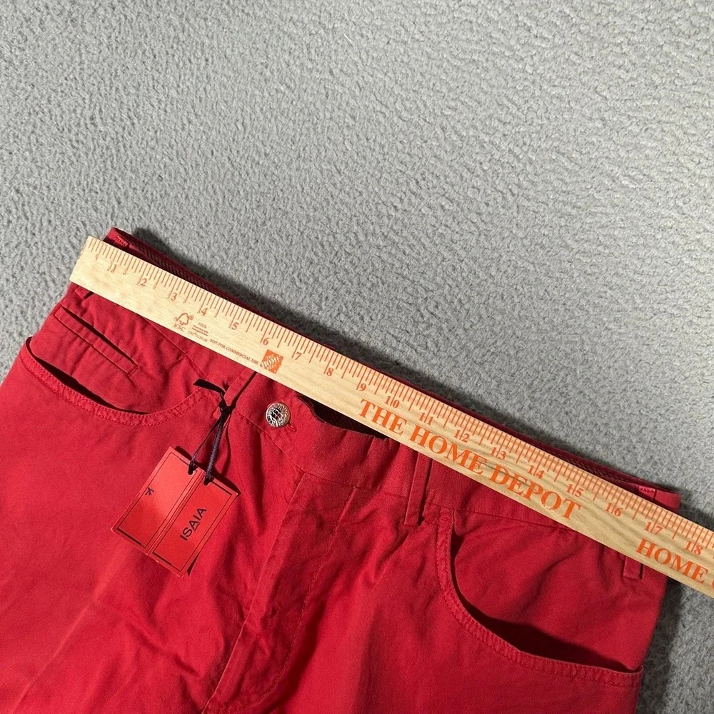 Isaia Napoli‎ Pants Mens 54R 35x31 Red Cotton Casual Flat Front Chino Trousers